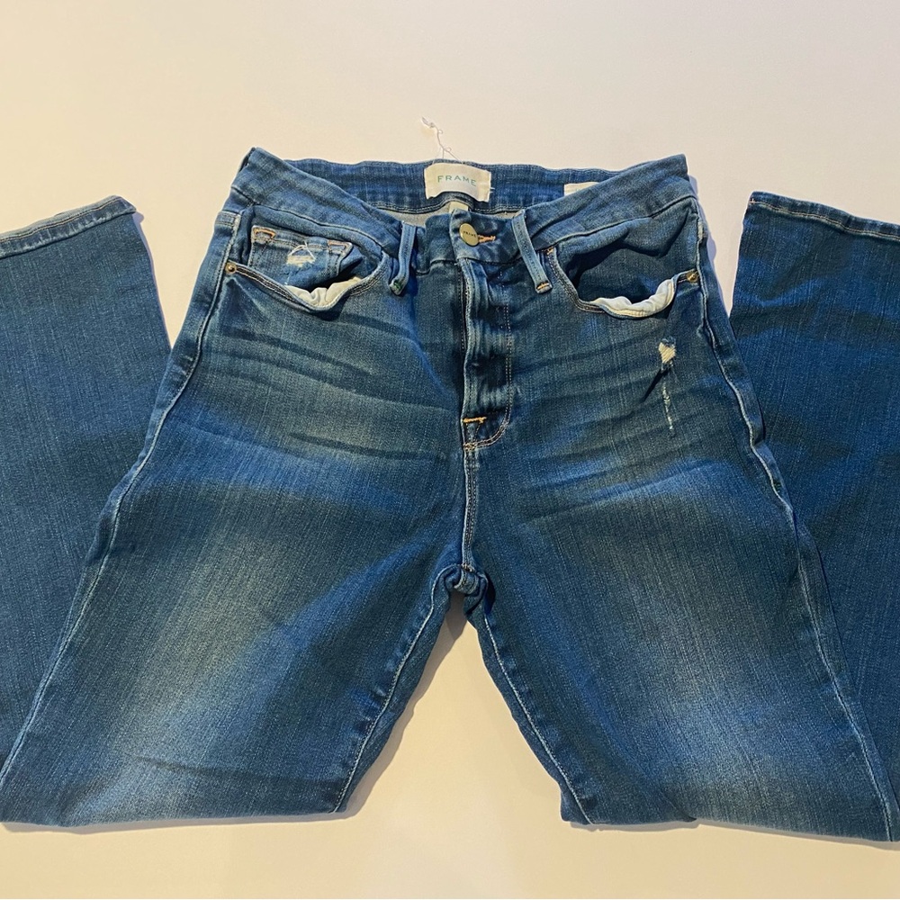 Frame Jeans Denim  Le crop mini boot, dark wash size 29